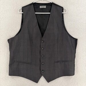 Tazio Suit Vest Mens 46R Gray Check 5 Button‎ Extra Slim Fit 3 Piece Formal
